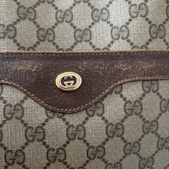 Gucci Beige Brown GG Canvas Tote with Green-Red Web Straps - Picture 2 of 6